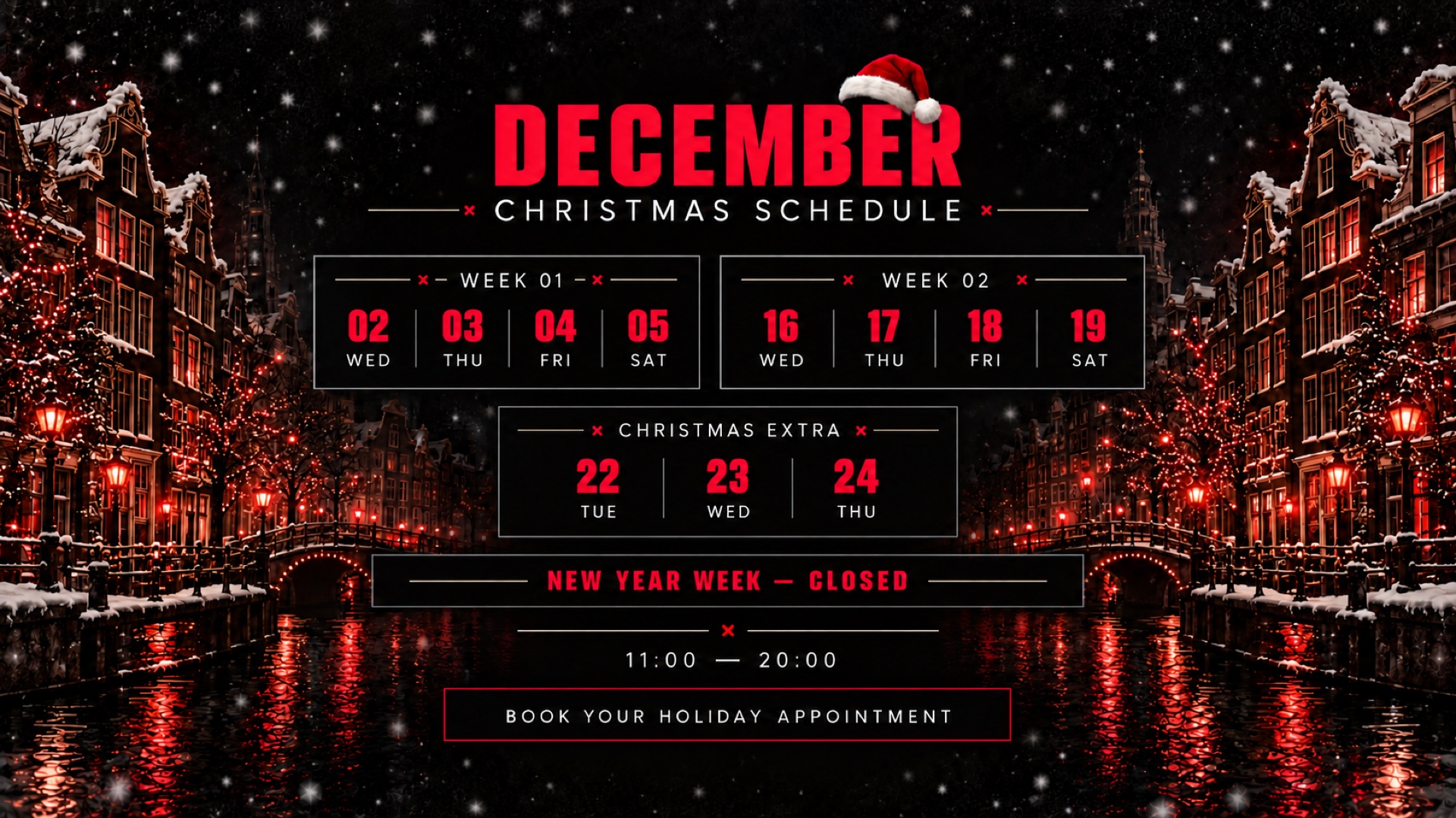 December Amsterdam VIP schedule at DVISION Studio