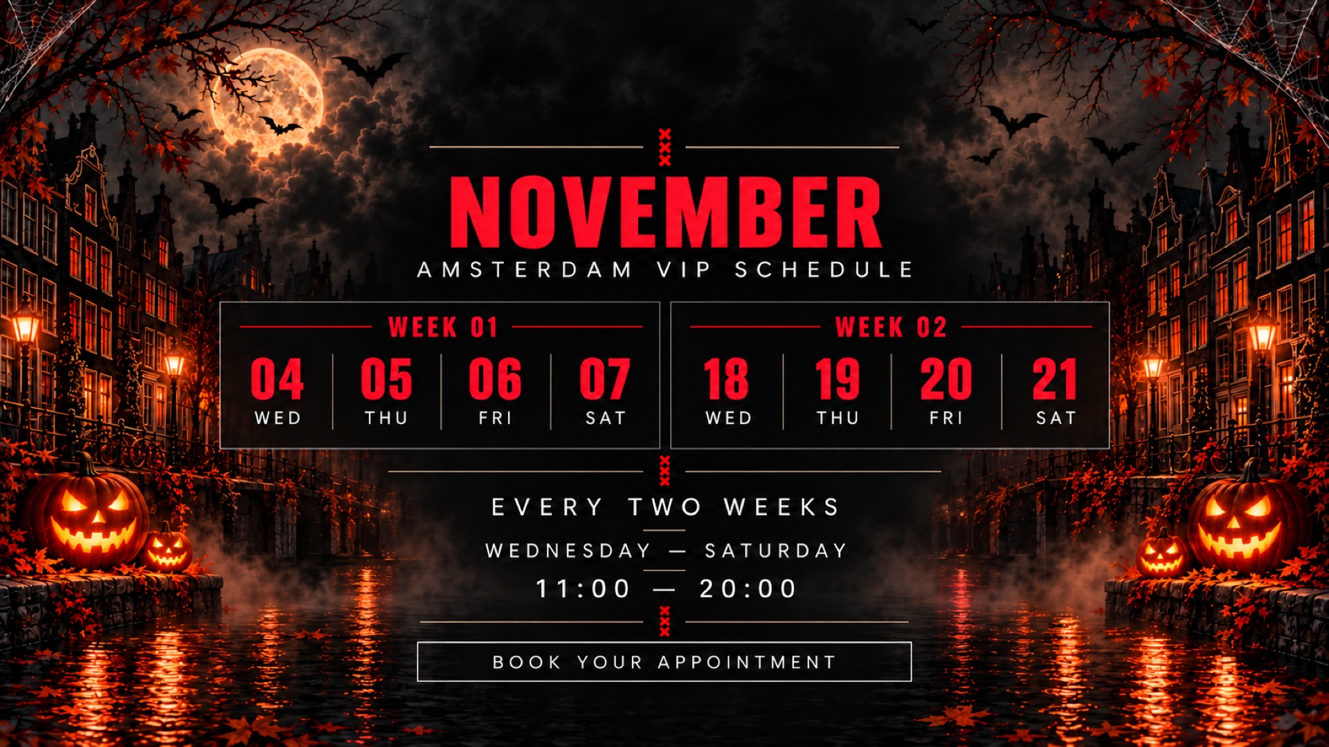 November Amsterdam VIP schedule at DVISION Studio