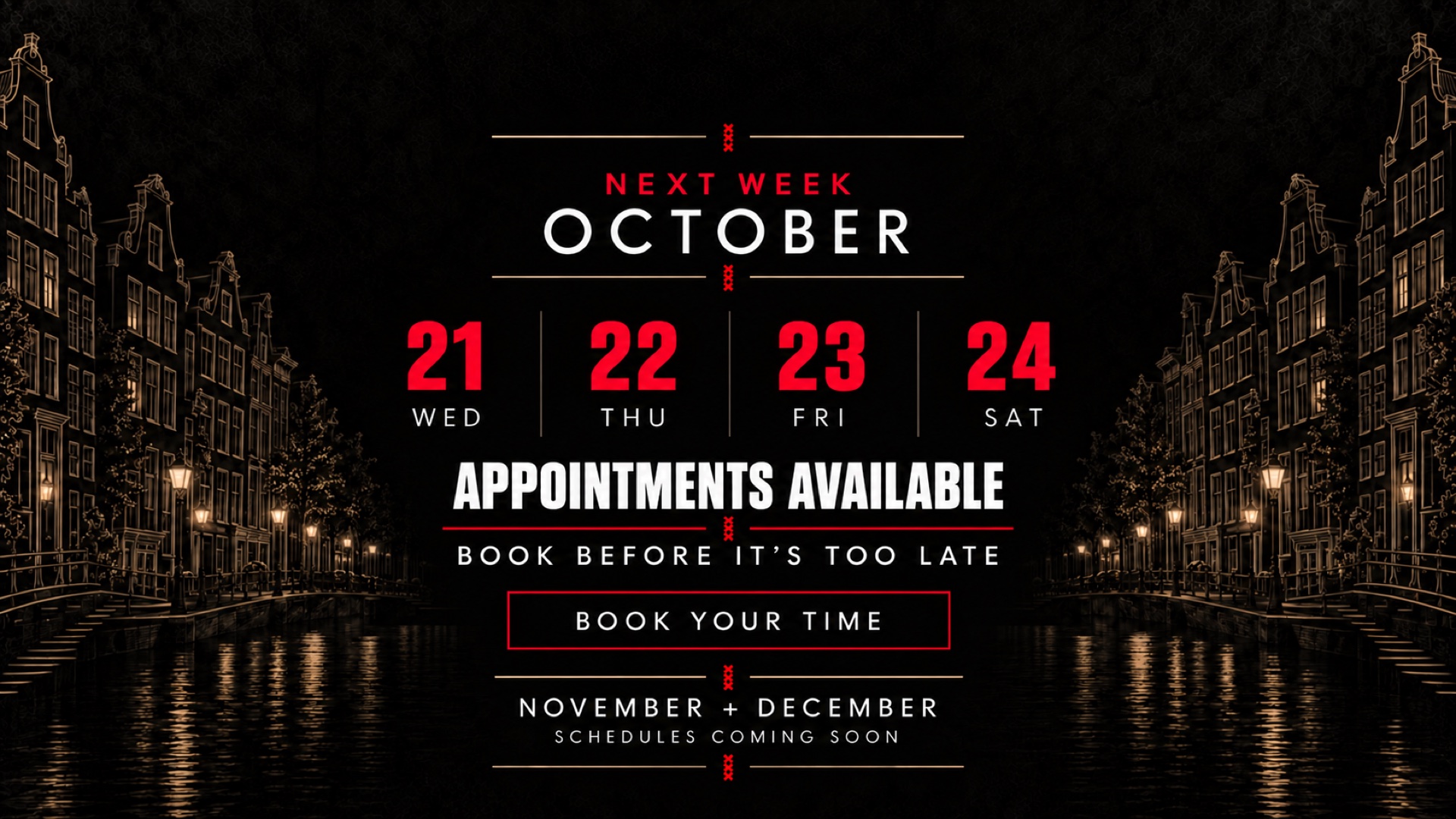 Appointments available October 21 to 24 at DVISION Studio Amsterdam